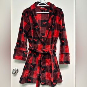 PINK VICTORIAS SECRET RED&BLACK SHORT ROBE